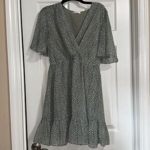 Elegant Green Floral Dress
